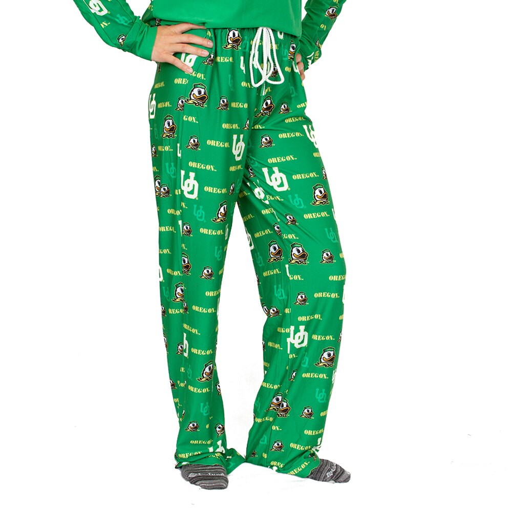Interlocking UO, Concept Sport, Green, Pajama Pant/Short, Polyester Blend, Women, Oregon Ducks repeat pattern, 965859